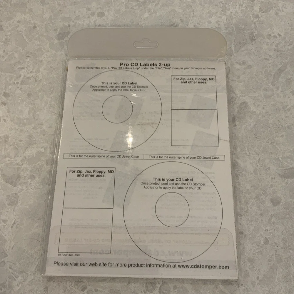CD Stomper Pro CD Label Refills / 100 Die Cut Adhesive Labels For CD-R Users New